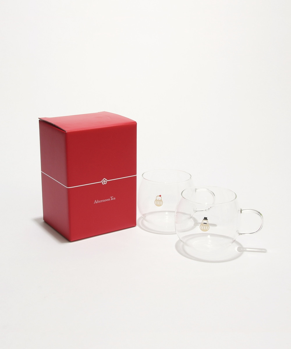 Daruma heat-resistant glass mug cup pair set